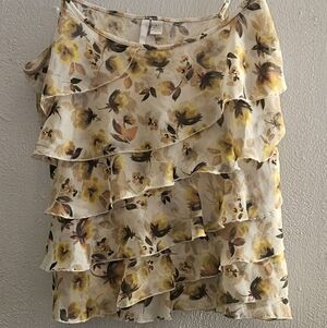 Lauren Conrad Flirty Floral Tiered Ruffle Tank Top Spaghetti Strap